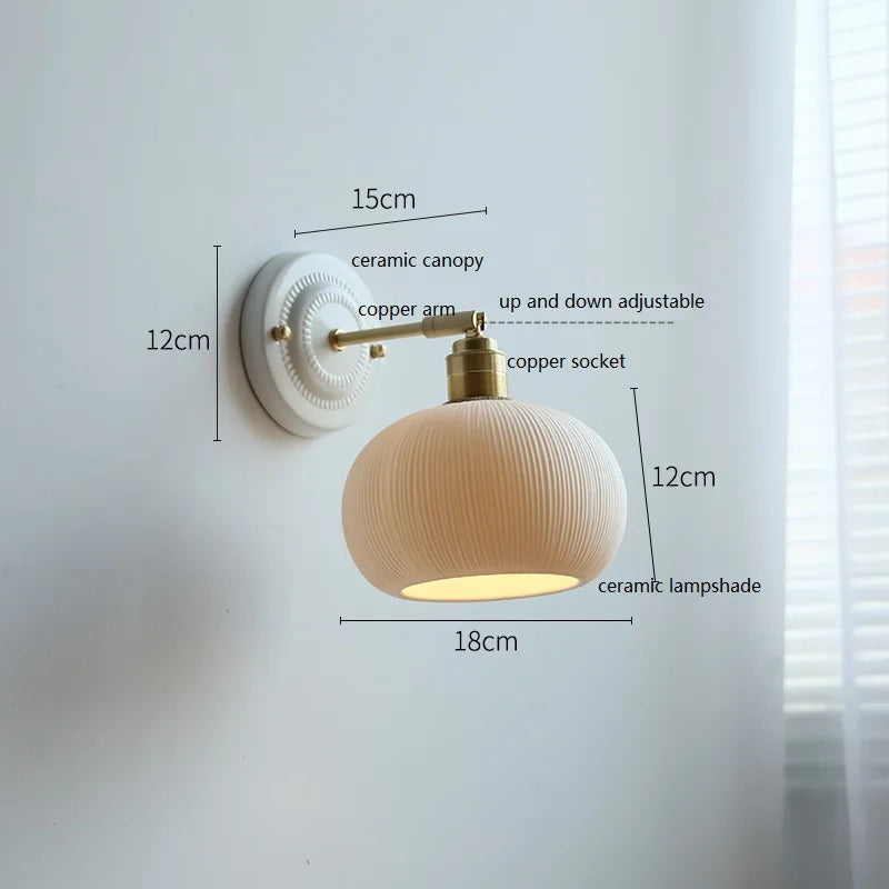 Nordic Cream Ceramic Wall Lamp | Vintage Style Sconce For Bedrooms, Halls and Landing Walls