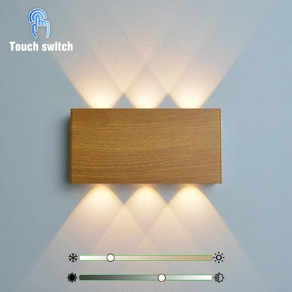 Blocklume Rechargeable Wall Lamp | Minimalist Wood Grain Design With Tricolour Light Modes