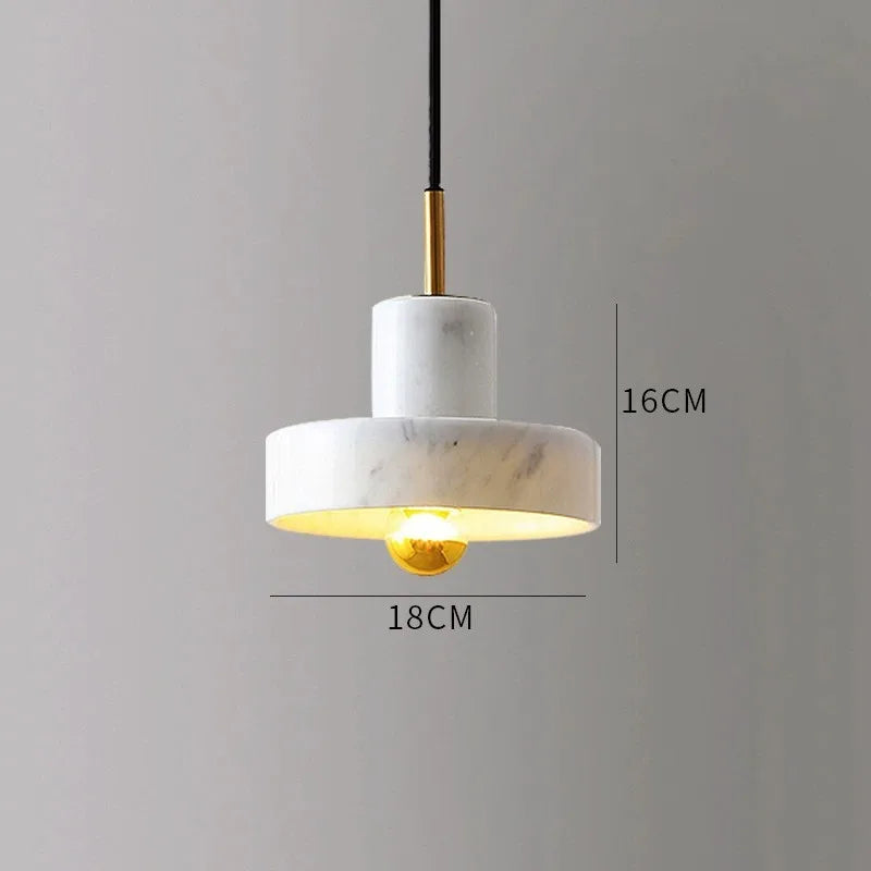 Marble Pendant Lamp | Natural Stone Postmodern Design In Black, Dark Green or White Marble