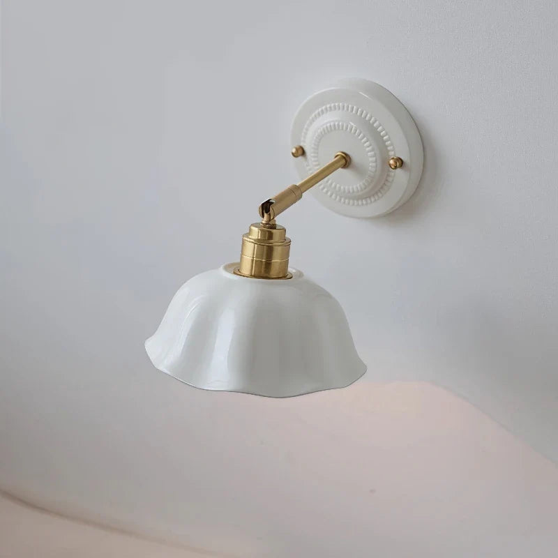 Nordic Cream Ceramic Wall Lamp | Vintage Style Sconce For Bedrooms, Halls and Landing Walls