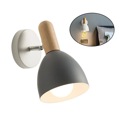 Nordic Wooden Wall Lamp | Adjustable Rubberwood and Metal Bedside Light In Three Wall Finishes