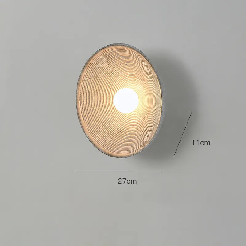 Rustic Wood Wall Sconce | Handcrafted LED Wall Light With A Wood Texture Circular Disc Form