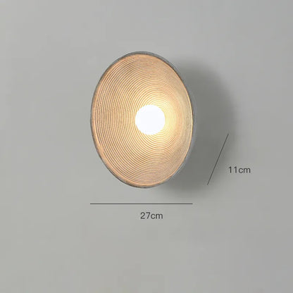 Rustic Wood Wall Sconce | Handcrafted LED Wall Light With A Wood Texture Circular Disc Form