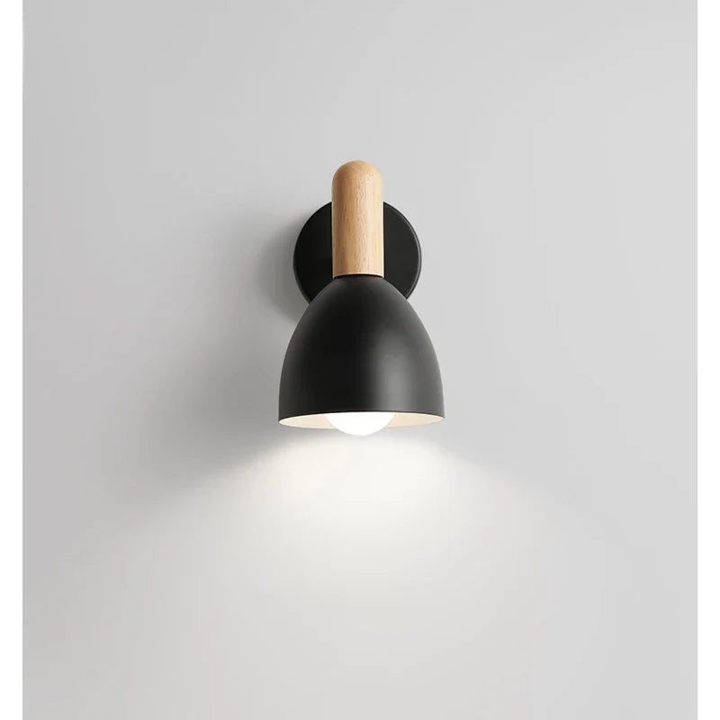 Nordic Wooden Wall Lamp | Adjustable Rubberwood and Metal Bedside Light In Three Wall Finishes
