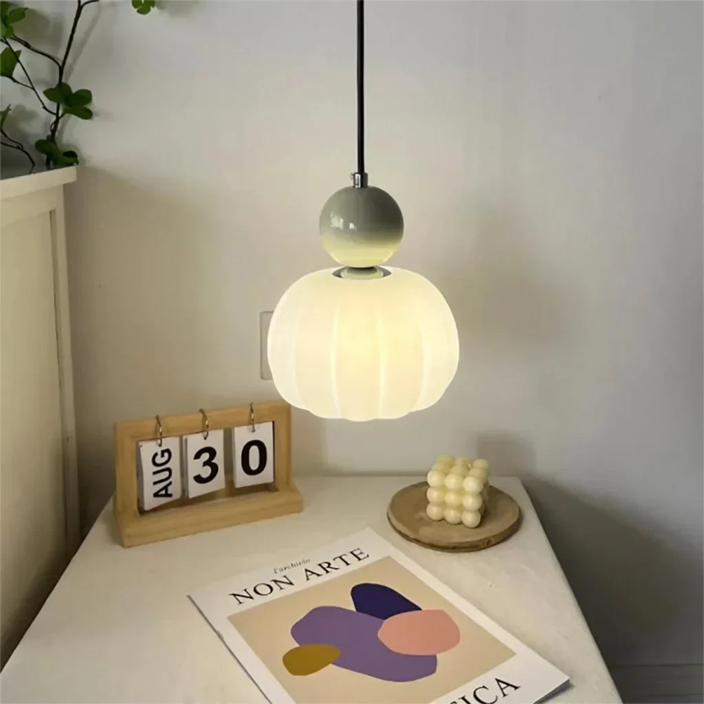Nordic Pumpkin Pendant Light | Modern Ribbed LED Ceiling Lamp For Kitchens and Dining Areas