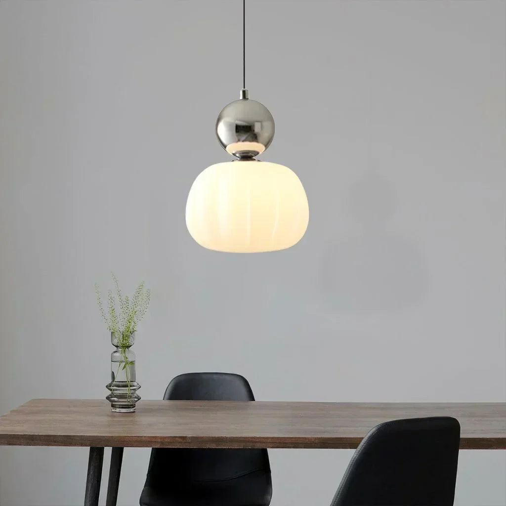 Nordic Pumpkin Pendant Light | Modern Ribbed LED Ceiling Lamp For Kitchens and Dining Areas