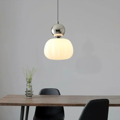 Nordic Pumpkin Pendant Light | Modern Ribbed LED Ceiling Lamp For Kitchens and Dining Areas
