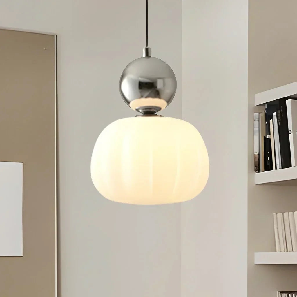 Nordic Pumpkin Pendant Light | Modern Ribbed LED Ceiling Lamp For Kitchens and Dining Areas