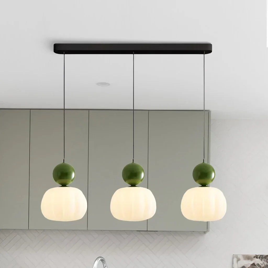 Nordic Pumpkin Pendant Light | Modern Ribbed LED Ceiling Lamp For Kitchens and Dining Areas