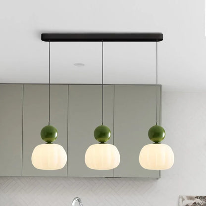 Nordic Pumpkin Pendant Light | Modern Ribbed LED Ceiling Lamp For Kitchens and Dining Areas