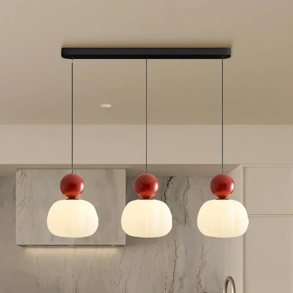 Nordic Pumpkin Pendant Light | Modern Ribbed LED Ceiling Lamp For Kitchens and Dining Areas