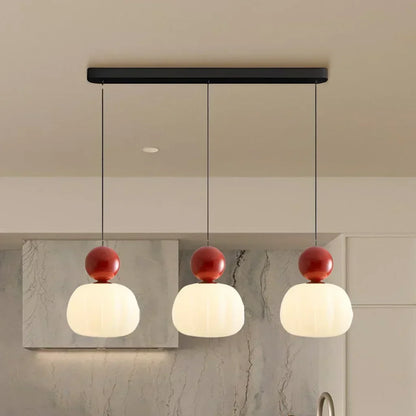 Nordic Pumpkin Pendant Light | Modern Ribbed LED Ceiling Lamp For Kitchens and Dining Areas