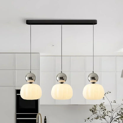 Nordic Pumpkin Pendant Light | Modern Ribbed LED Ceiling Lamp For Kitchens and Dining Areas