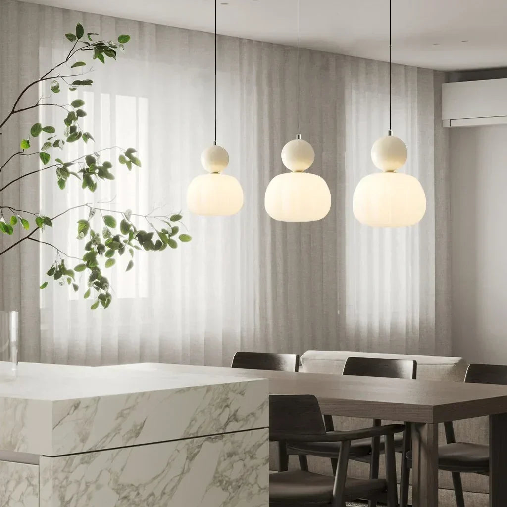 Nordic Pumpkin Pendant Light | Modern Ribbed LED Ceiling Lamp For Kitchens and Dining Areas