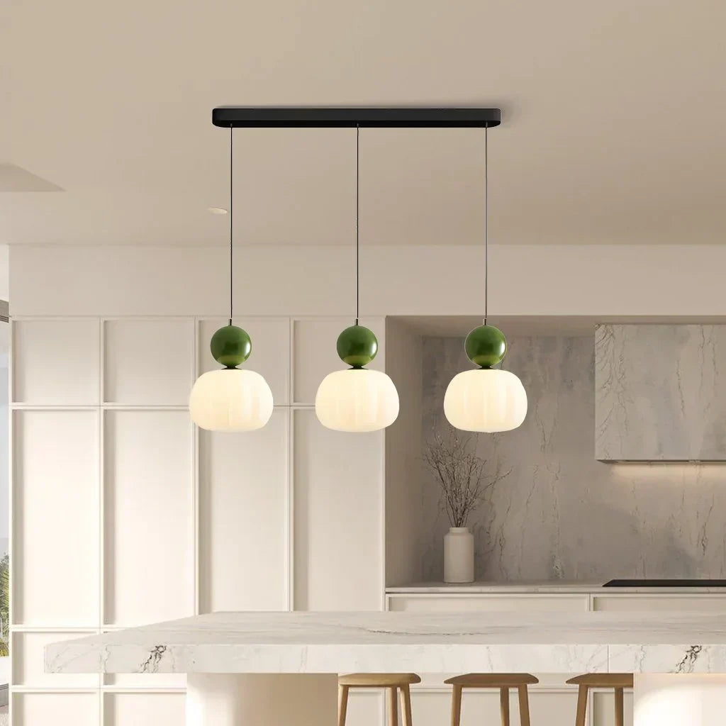 Nordic Pumpkin Pendant Light | Modern Ribbed LED Ceiling Lamp For Kitchens and Dining Areas