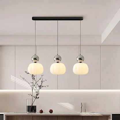 Nordic Pumpkin Pendant Light | Modern Ribbed LED Ceiling Lamp For Kitchens and Dining Areas