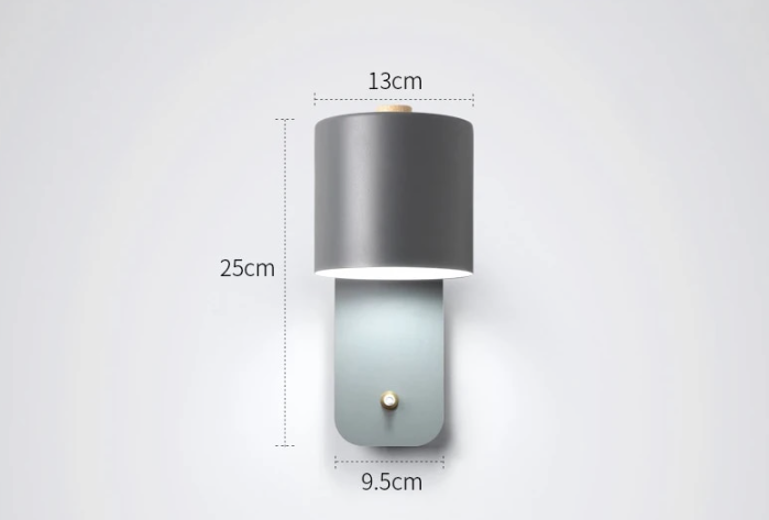 Modern LED Wall Lamp With Switch | Interior Metal Wall Light In Three Soft Painted Finishes