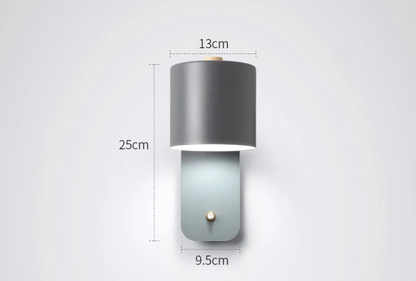 Modern LED Wall Lamp With Switch | Interior Metal Wall Light In Three Soft Painted Finishes