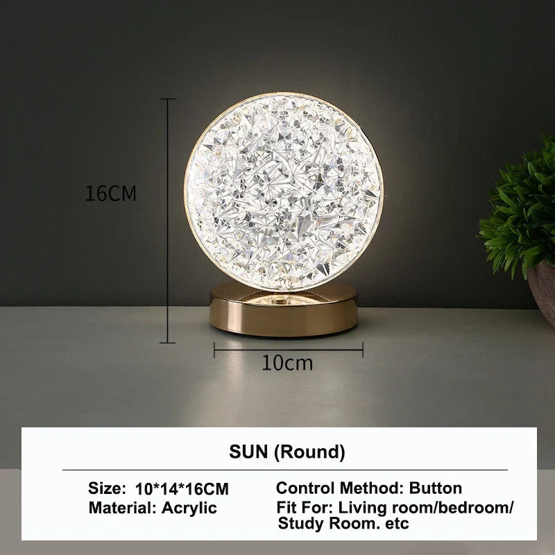 Astrelle 3D Crystal LED Night Light | Rechargeable Touch Dimming Lamp For Bedsides and Shelves