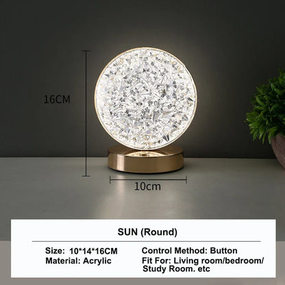 Astrelle 3D Crystal LED Night Light | Rechargeable Touch Dimming Lamp For Bedsides and Shelves