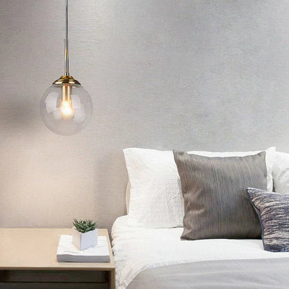 Modern Nordic Glass Globe Pendant Light | Amber, Smoke Grey or Clear Glass Hanging Ceiling Lamp