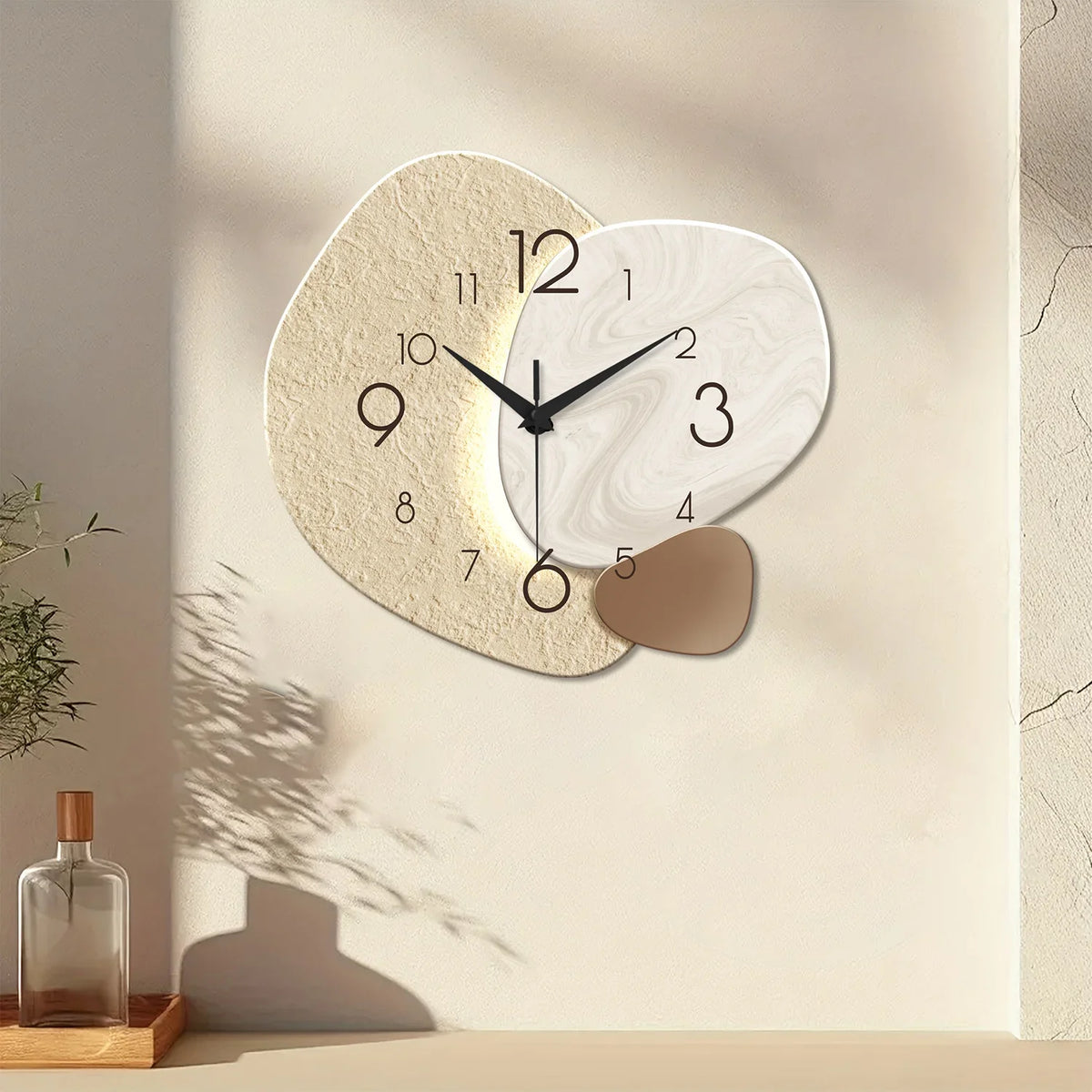 Slatehour Modern Wall Clock | Silent Quartz Stone Effect Clock For Offices, Halls and Studies
