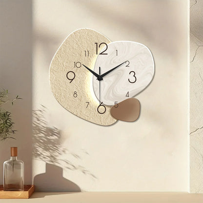 Slatehour Modern Wall Clock | Silent Quartz Stone Effect Clock For Offices, Halls and Studies