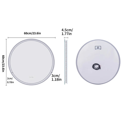 Orbamere Round LED Bathroom Mirror | Frameless Anti Fog Dimmable Mirror With Touch Control
