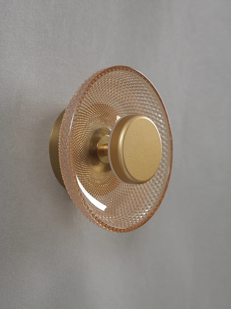 Modern Coloured Glass Wall Lamp | Textured LED Disc Light In Four Tinted Coloured Glass Shades