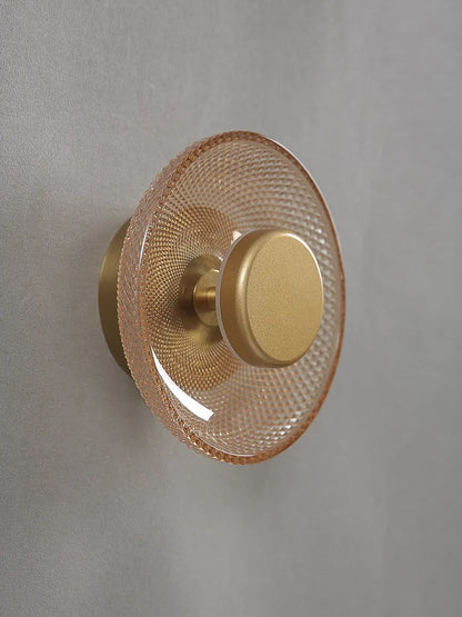 Modern Coloured Glass Wall Lamp | Textured LED Disc Light In Four Tinted Coloured Glass Shades