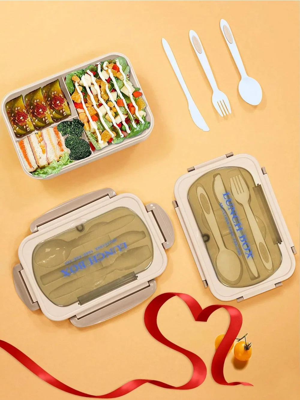 Noonbox Bento Lunch Box With Utensils | 4 Compartment Leak Proof Food Container For Meal Prep