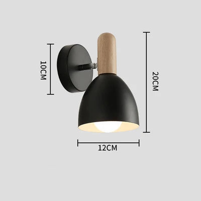 Nordic Wooden Wall Lamp | Adjustable Rubberwood and Metal Bedside Light In Three Wall Finishes