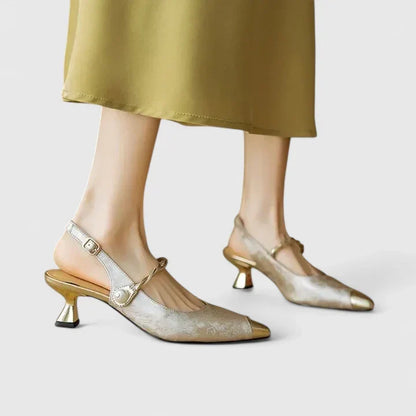 Seraphyane Pearl Strap Block Heel Pumps