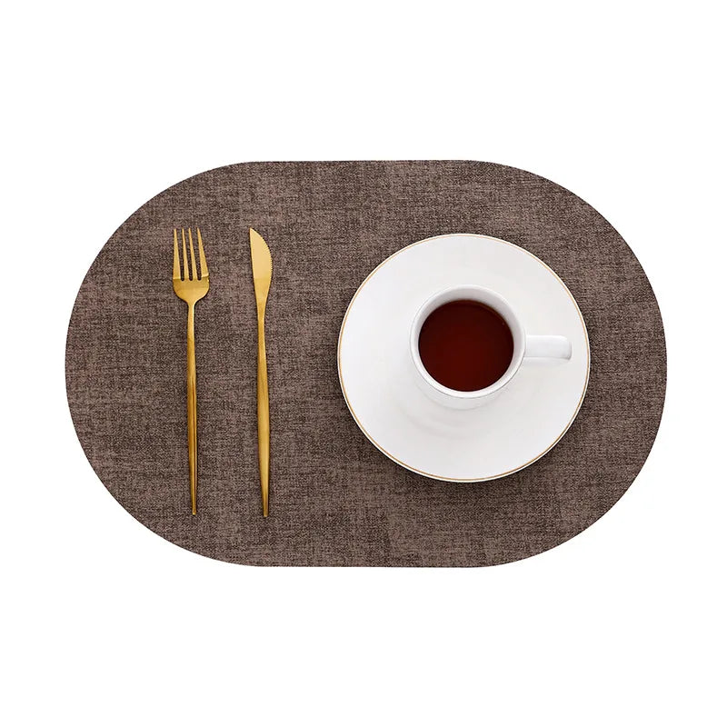 Slatelay Oval Faux Leather Placemats | Heat Resistant and Non Slip Table Mats For Dining Tables