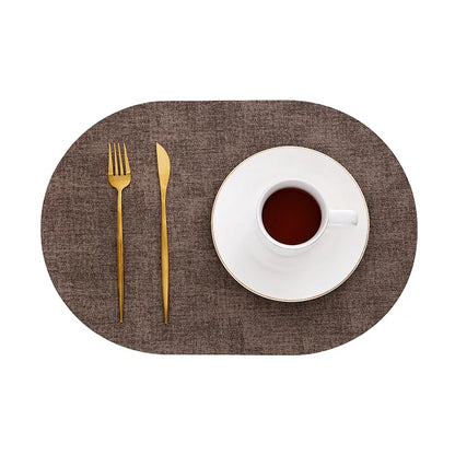 Slatelay Oval Faux Leather Placemats | Heat Resistant and Non Slip Table Mats For Dining Tables