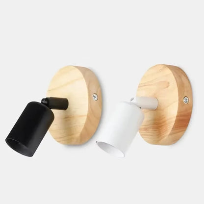 Vintage Retro Wall Lamp | Adjustable Wooden And Metal Sconce In A Black or White Metal Finish