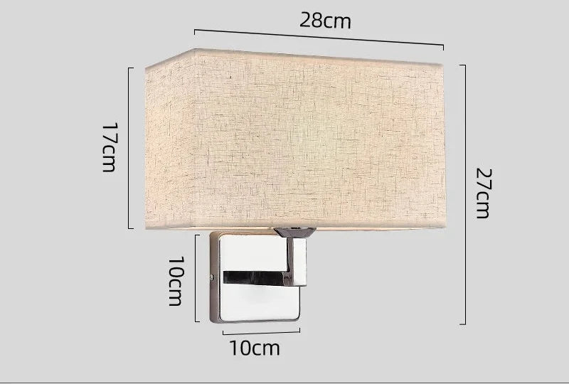 Wall Lamp With Reading Light | Fabric Shade E27 Bedside Sconce With A Flexible LED Reading Arm