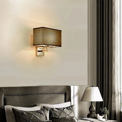 Wall Lamp With Reading Light | Fabric Shade E27 Bedside Sconce With A Flexible LED Reading Arm