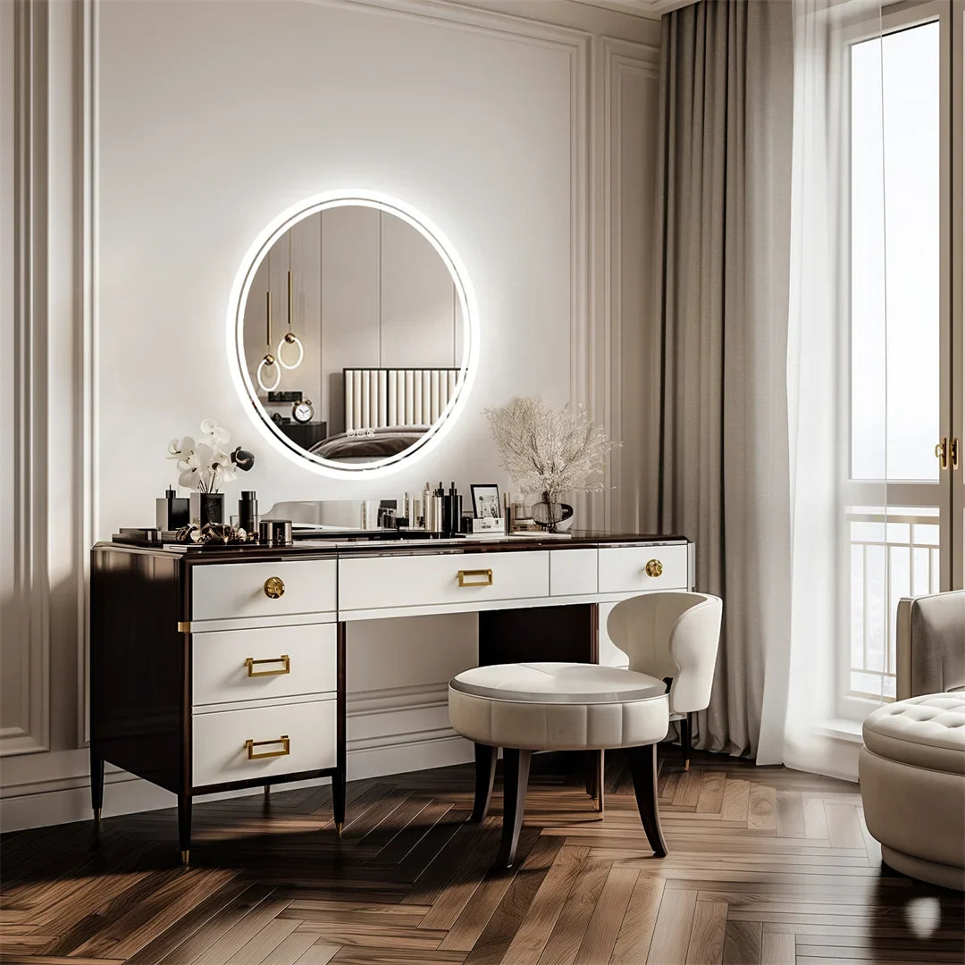 Orbamere Round LED Bathroom Mirror | Frameless Anti Fog Dimmable Mirror With Touch Control