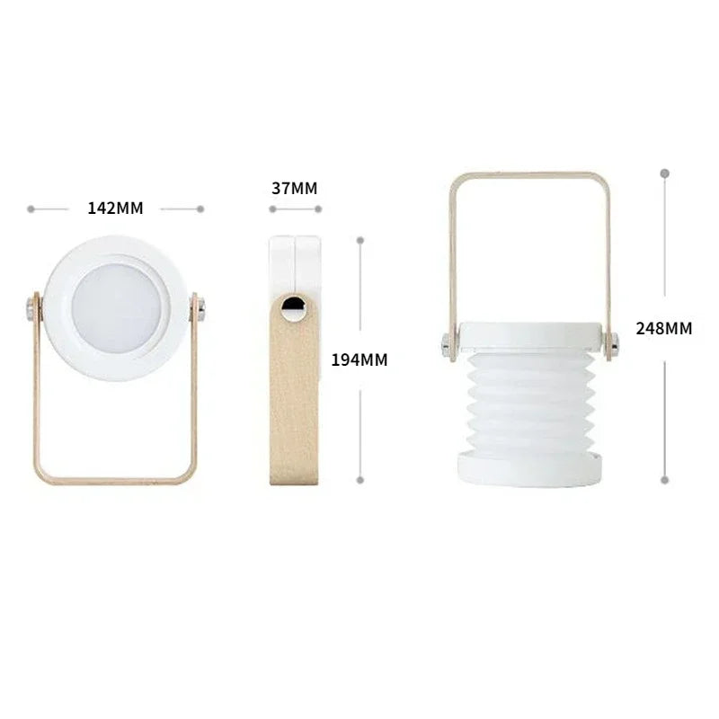 Creative Wooden Handle Portable Lantern | Folding Rechargeable Table Lamp In Three Colours