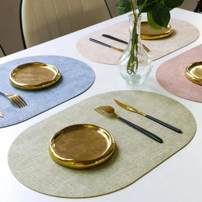 Slatelay Oval Faux Leather Placemats | Heat Resistant and Non Slip Table Mats For Dining Tables