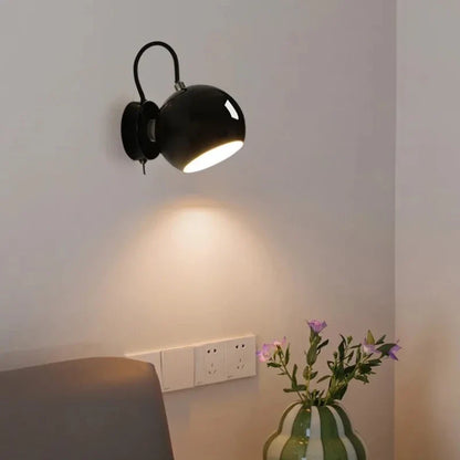 Nordic Adjustable Dome Wall Lamp | Rotatable Painted Iron Shade In Grey, White or Black Finish