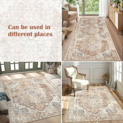Heritage Medallion Rug | Foldable Non Slip Oriental Style Carpet In Four Sizes and Colours
