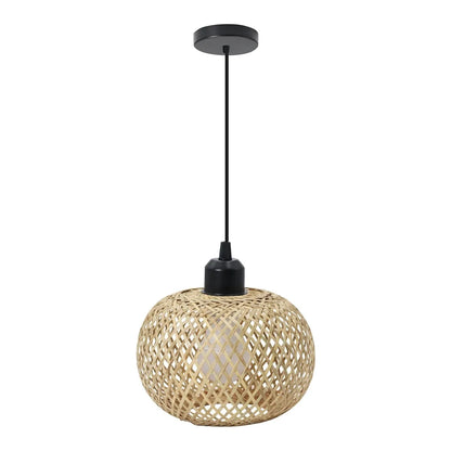 Weavora Bamboo Ceiling Lamp | Handwoven Rattan LED Fixture In Two Different Woven Weave Designs