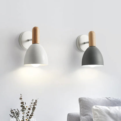 Nordic Wooden Wall Lamp | Adjustable Rubberwood and Metal Bedside Light In Three Wall Finishes