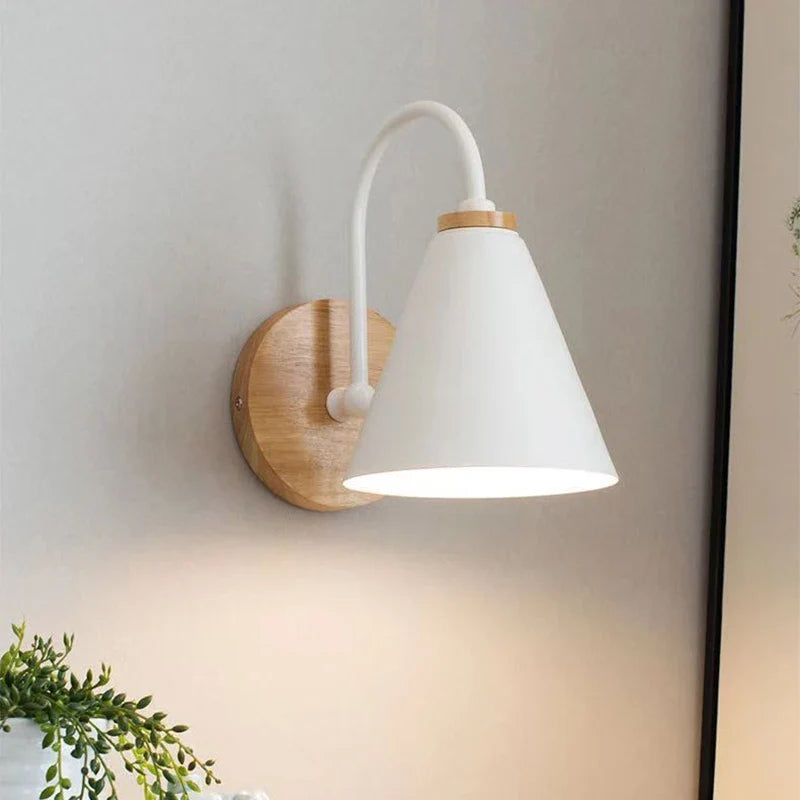 Beamworth Scandinavian Wall Light | Wood And Iron Sconce In Black or White For Hallway Walls
