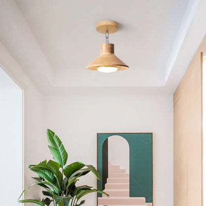 Timberlume Ceiling Lamp | Natural Timber Cone Design In Warm White or Cool White LED Light