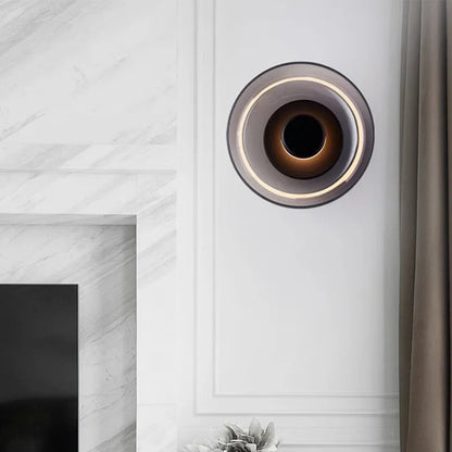 Nordic Glass LED Wall Sconce | Modern Round Decorative Wall Light In Smoke Grey or Amber Glass