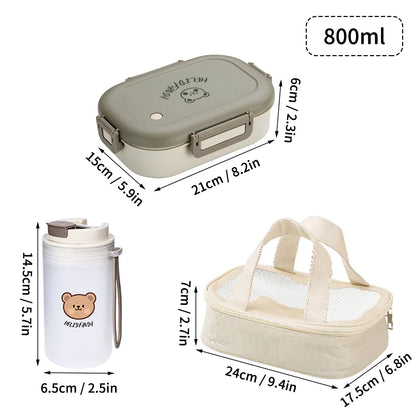 Crispcase Portable Bento Lunch Box | Leak Proof 3 Compartment Food Container For Work Lunches