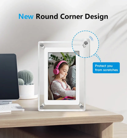 Lucidframe Acrylic Digital Photo Frame | Portable IPS Display With A Built In Battery Power